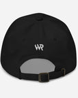 Unisex Classic baseball cap in black with embroidered WR logo, back view