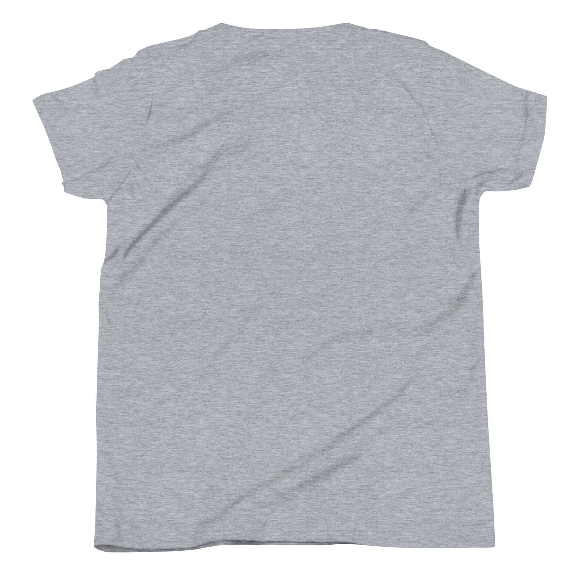 Girls essential lightweight t-shirt in ash heather, back view.