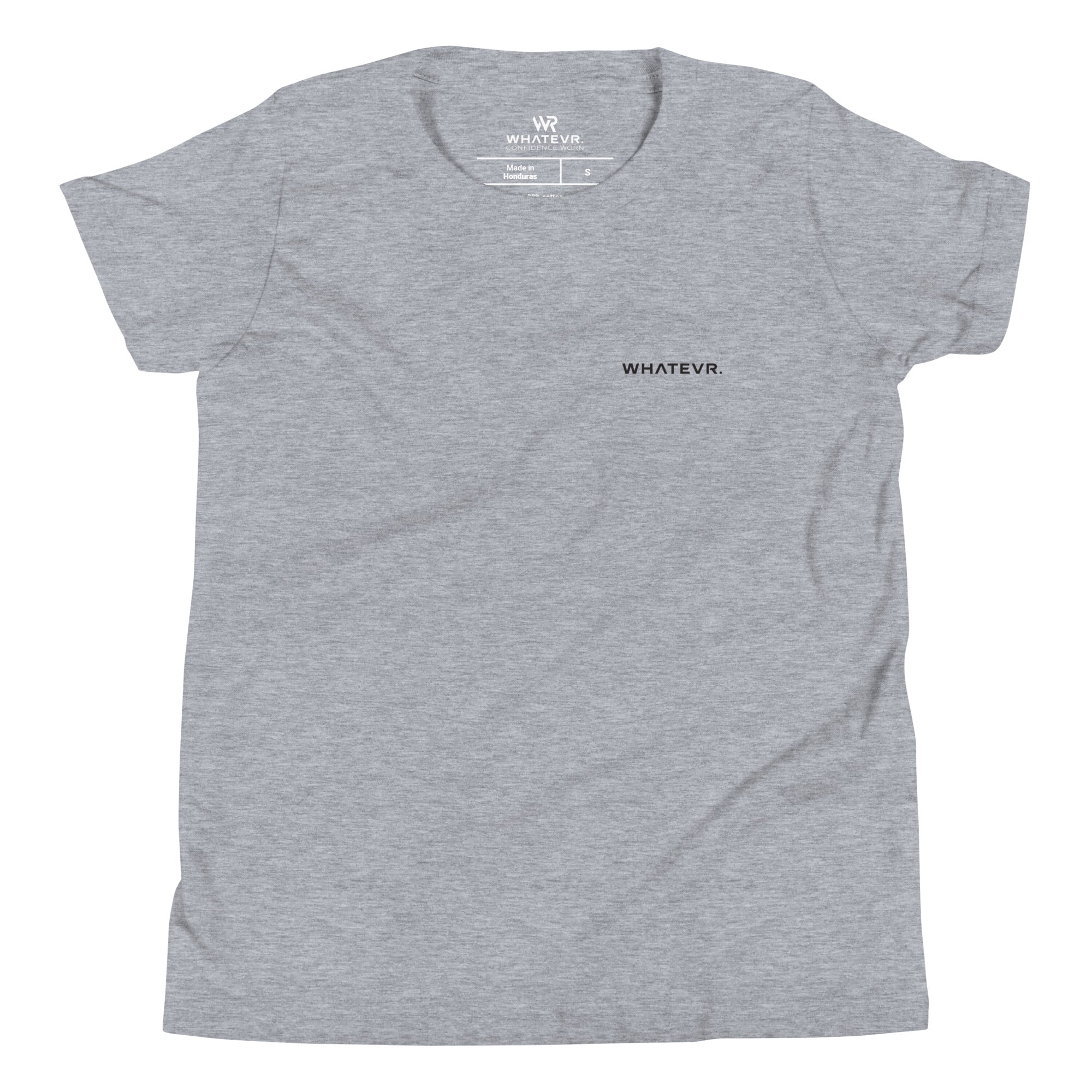 Girls essential lightweight t-shirt in ash heather, front view.
