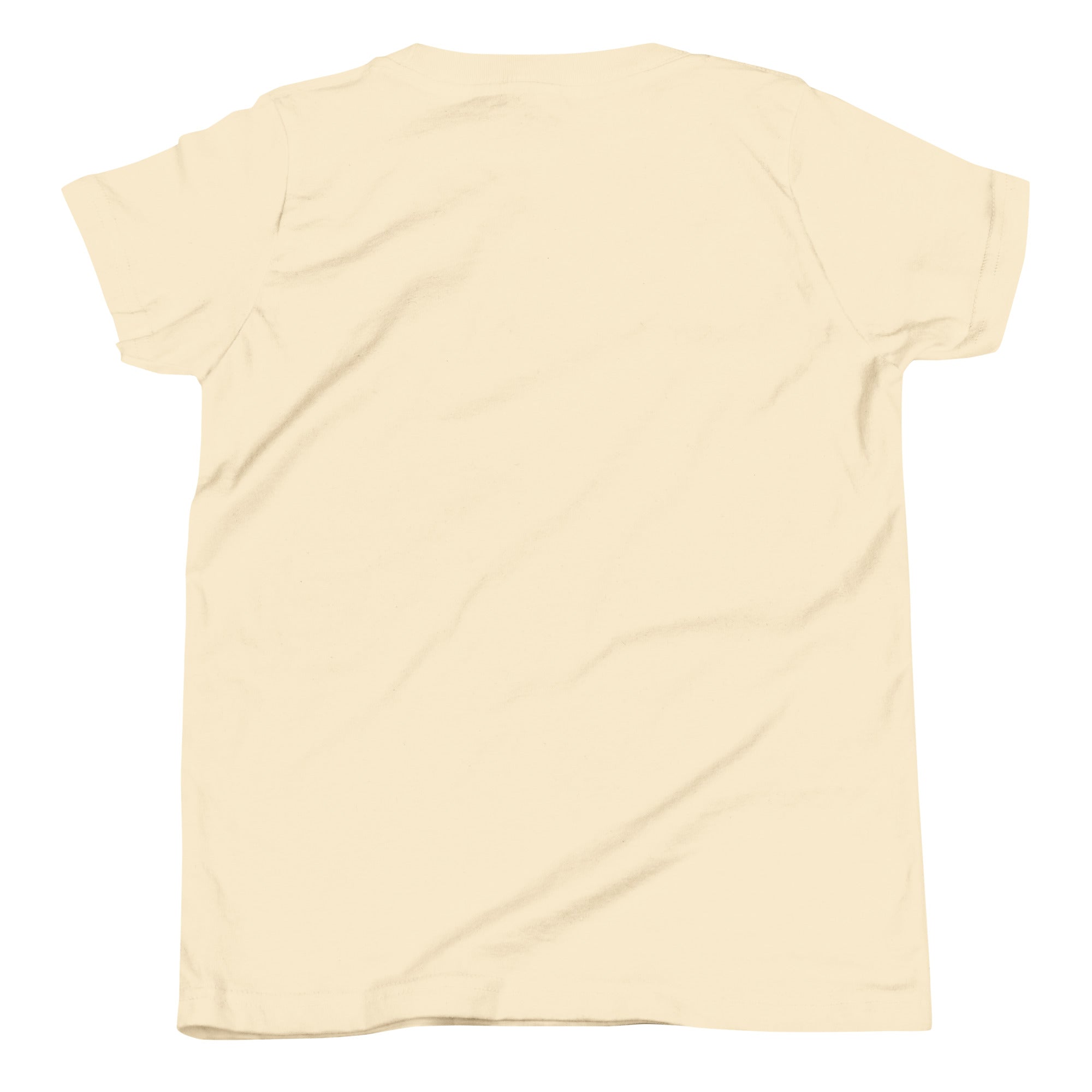Girls essential lightweight t-shirt in beige, back view.