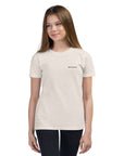 Girls essential lightweight t-shirt in bone, front view.