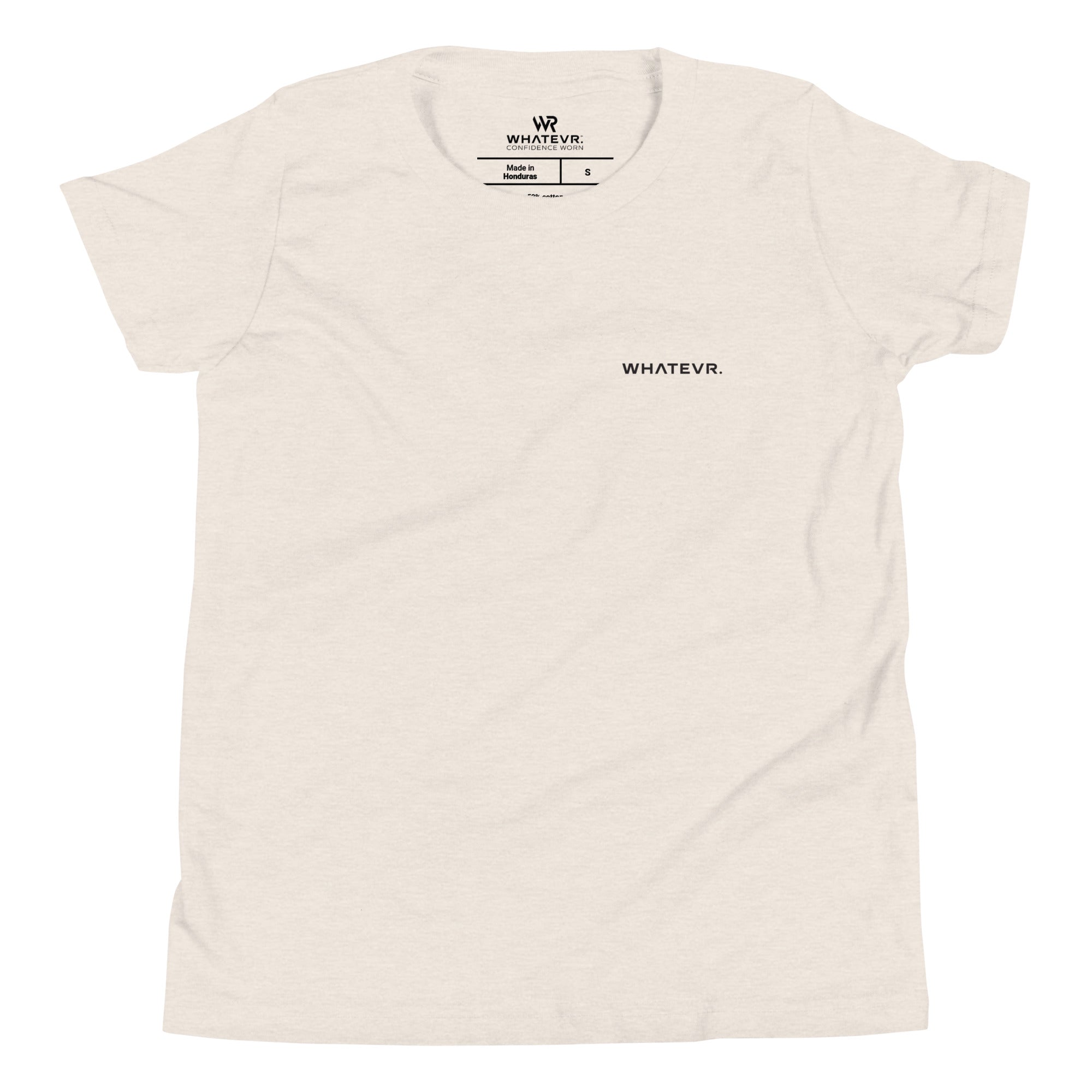 Girls essential lightweight t-shirt in bone, front view.