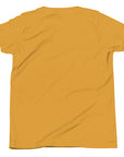 Girls essential lightweight t-shirt in mustard, back view.