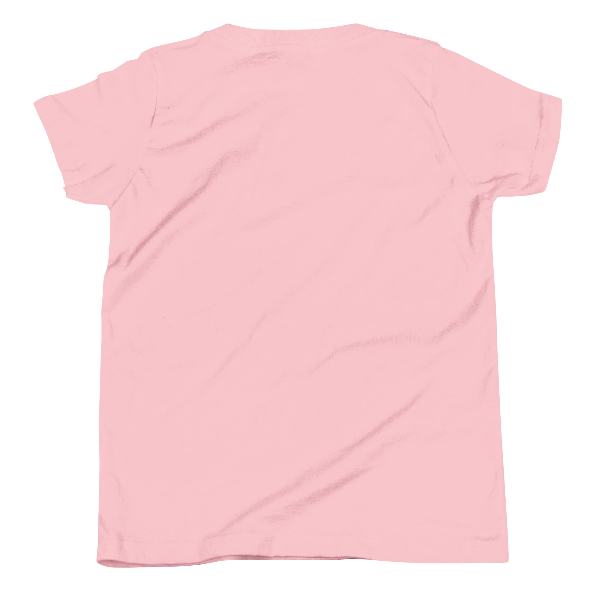 Girls essential lightweight t-shirt in pink, back view.