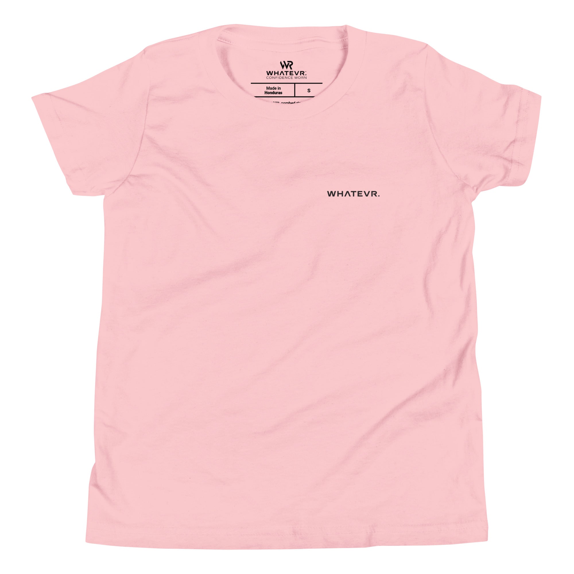 Girls essential lightweight t-shirt in pink, front view.