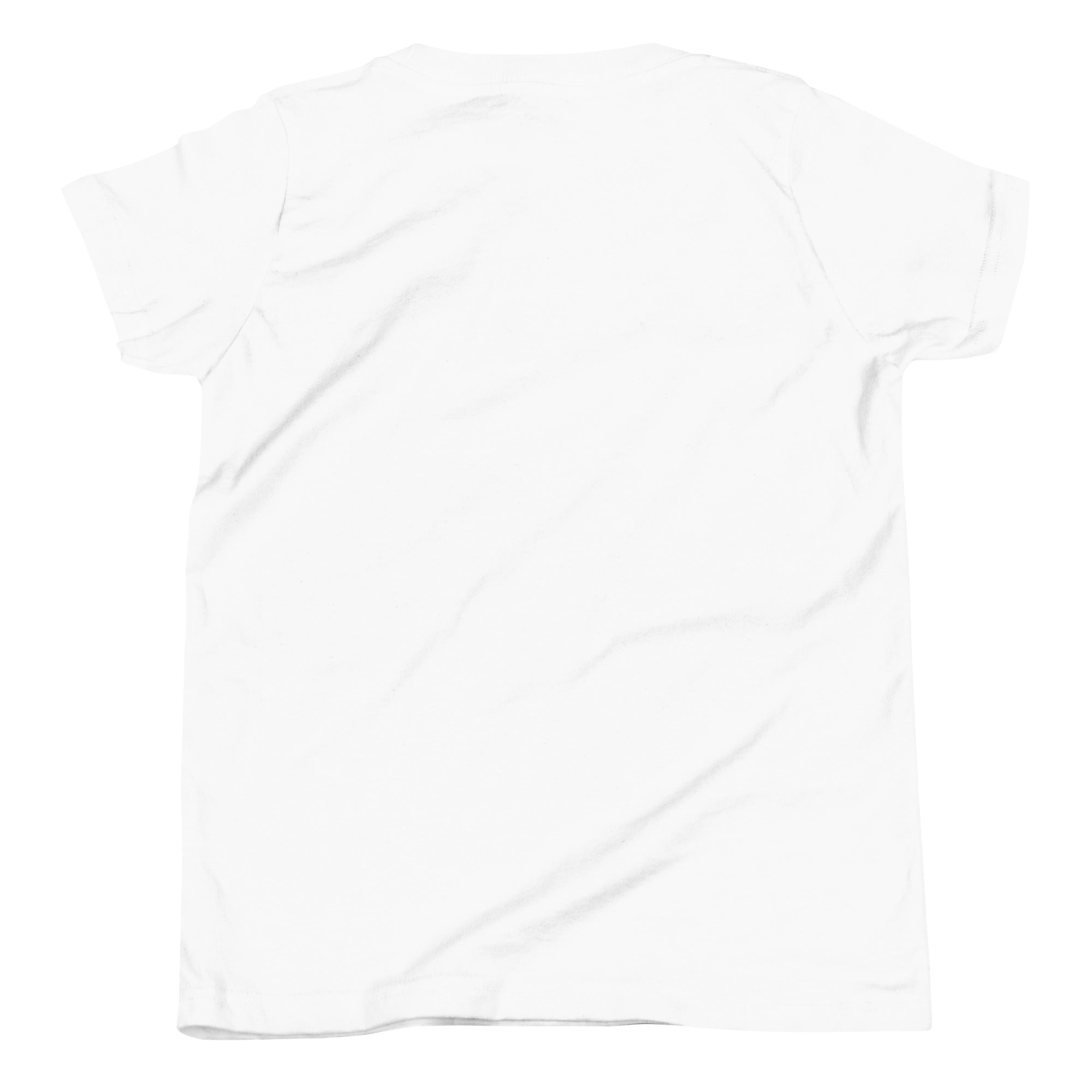Girls essential lightweight t-shirt in white, back view.