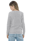Girls essential long sleeve t-shirt in athletic heather, back view.