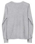 Girls essential long sleeve t-shirt in athletic heather, back view.