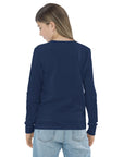 Girls essential long sleeve t-shirt in blue, back view.