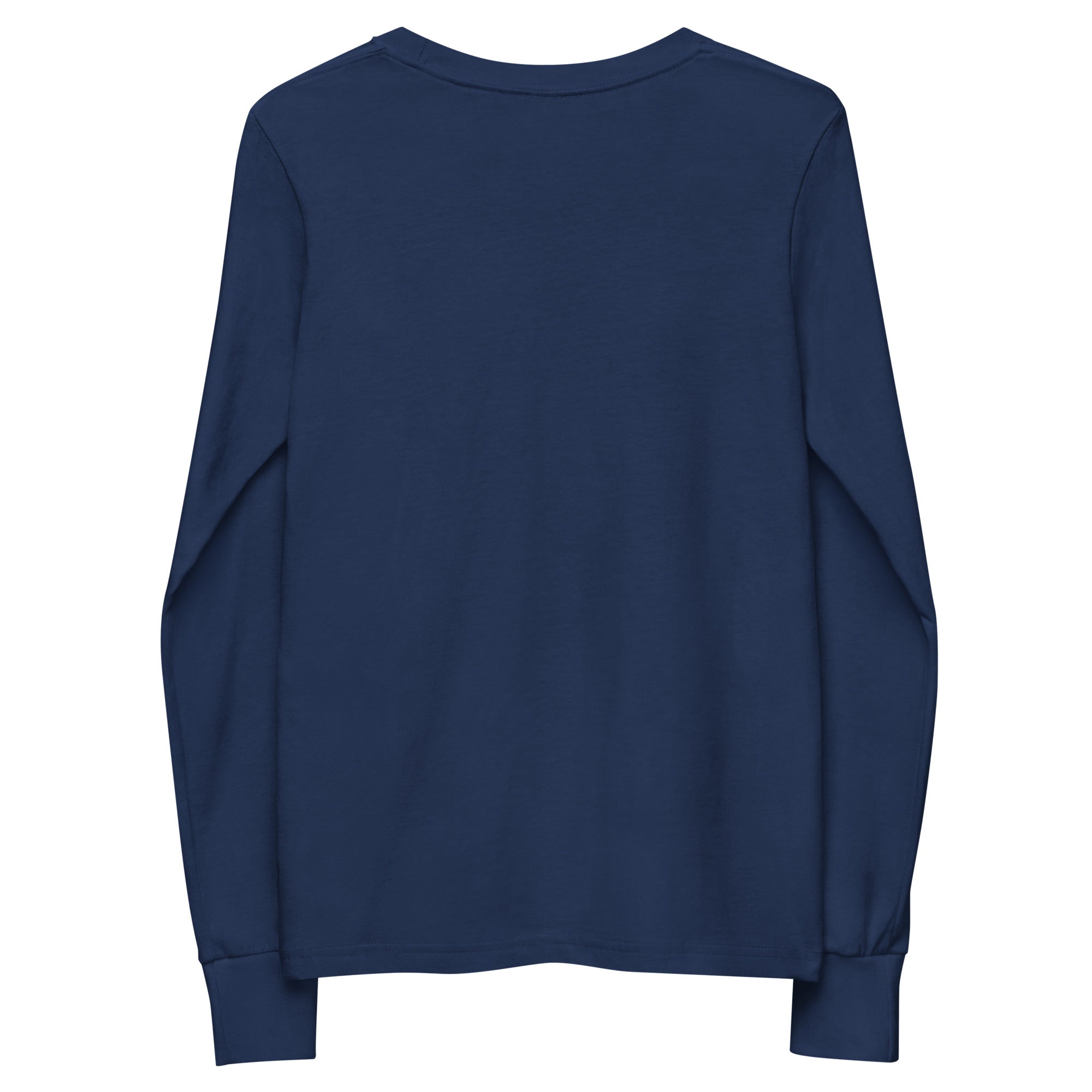 Girls essential long sleeve t-shirt in blue, back view.