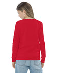 Girls essential long sleeve t-shirt in red, back view.