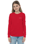 Girls essential long sleeve t-shirt in red, front view.