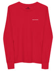 Girls essential long sleeve t-shirt in red, front view.