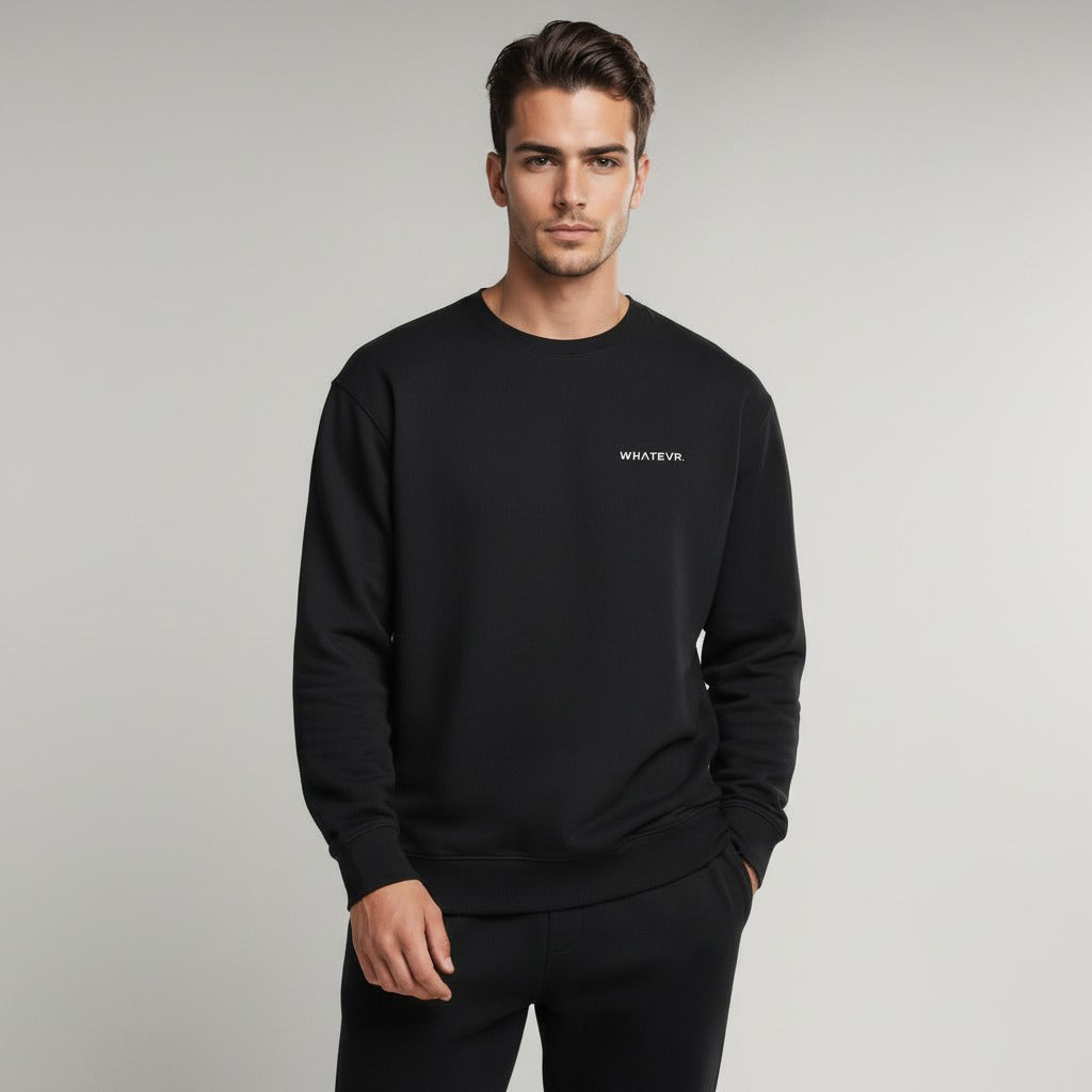 Men's premium sweatshirt in black, front view.