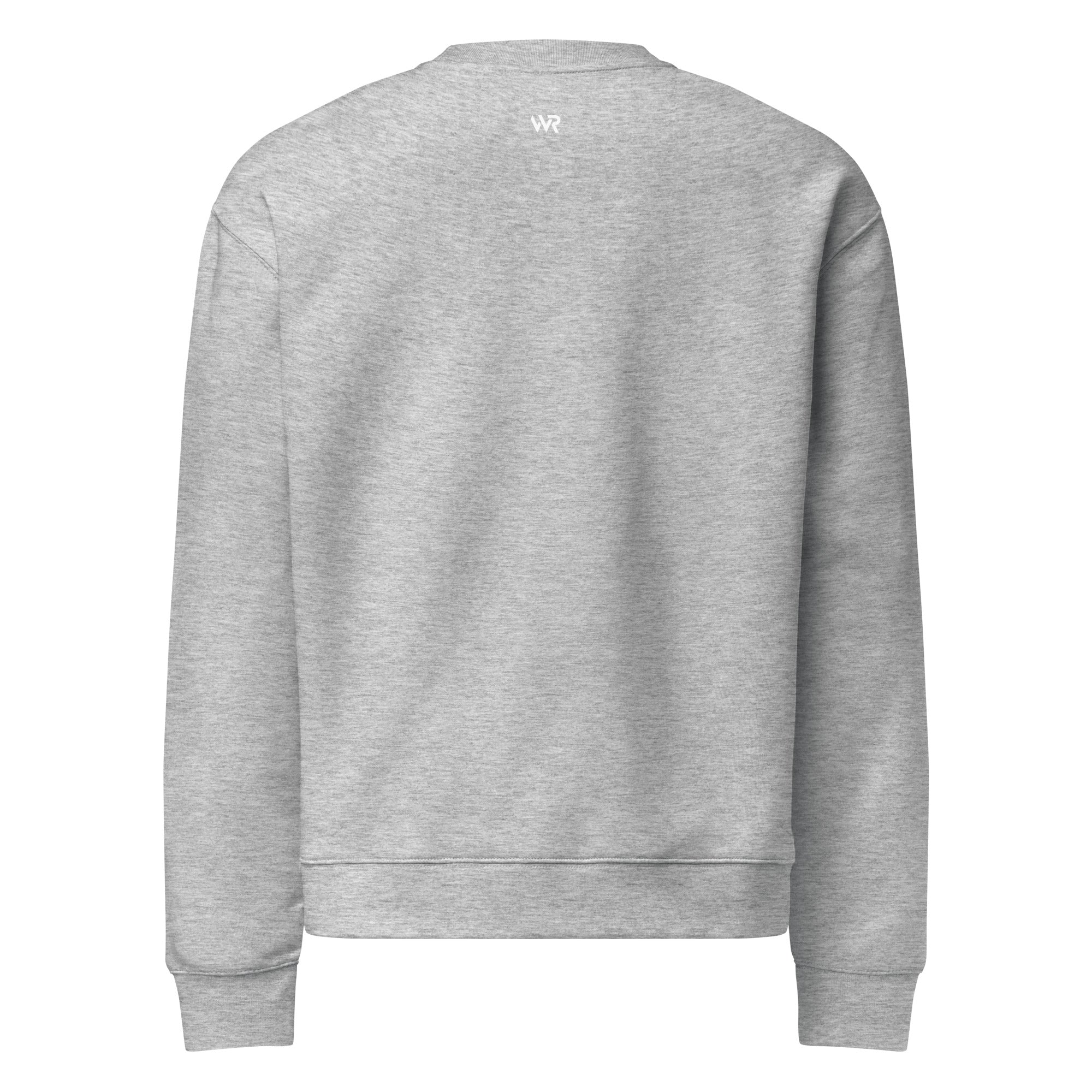 Men's premium sweatshirt in light grey, back view