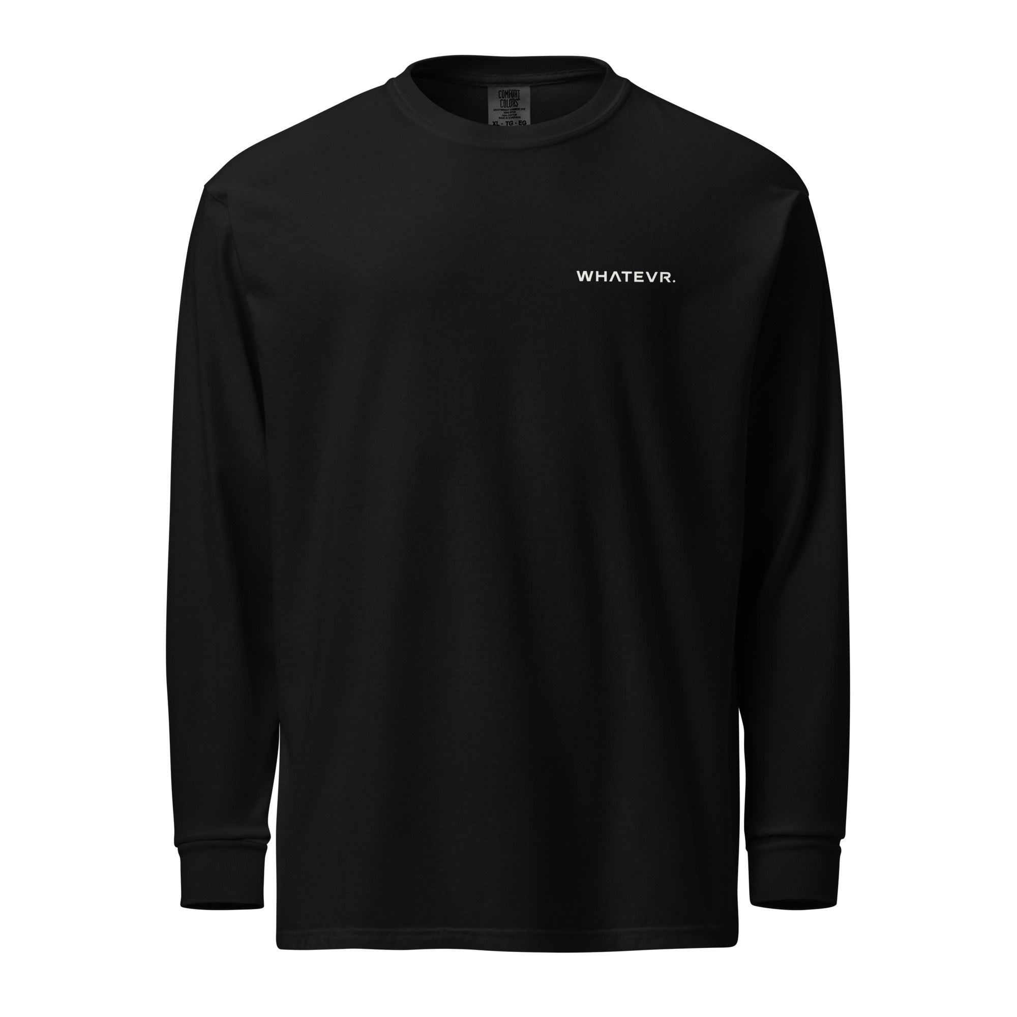 Men's heavyweight long sleeve t-shirt in black, front view