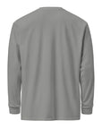 Men's heavyweight long sleeve t-shirt in gray, back view