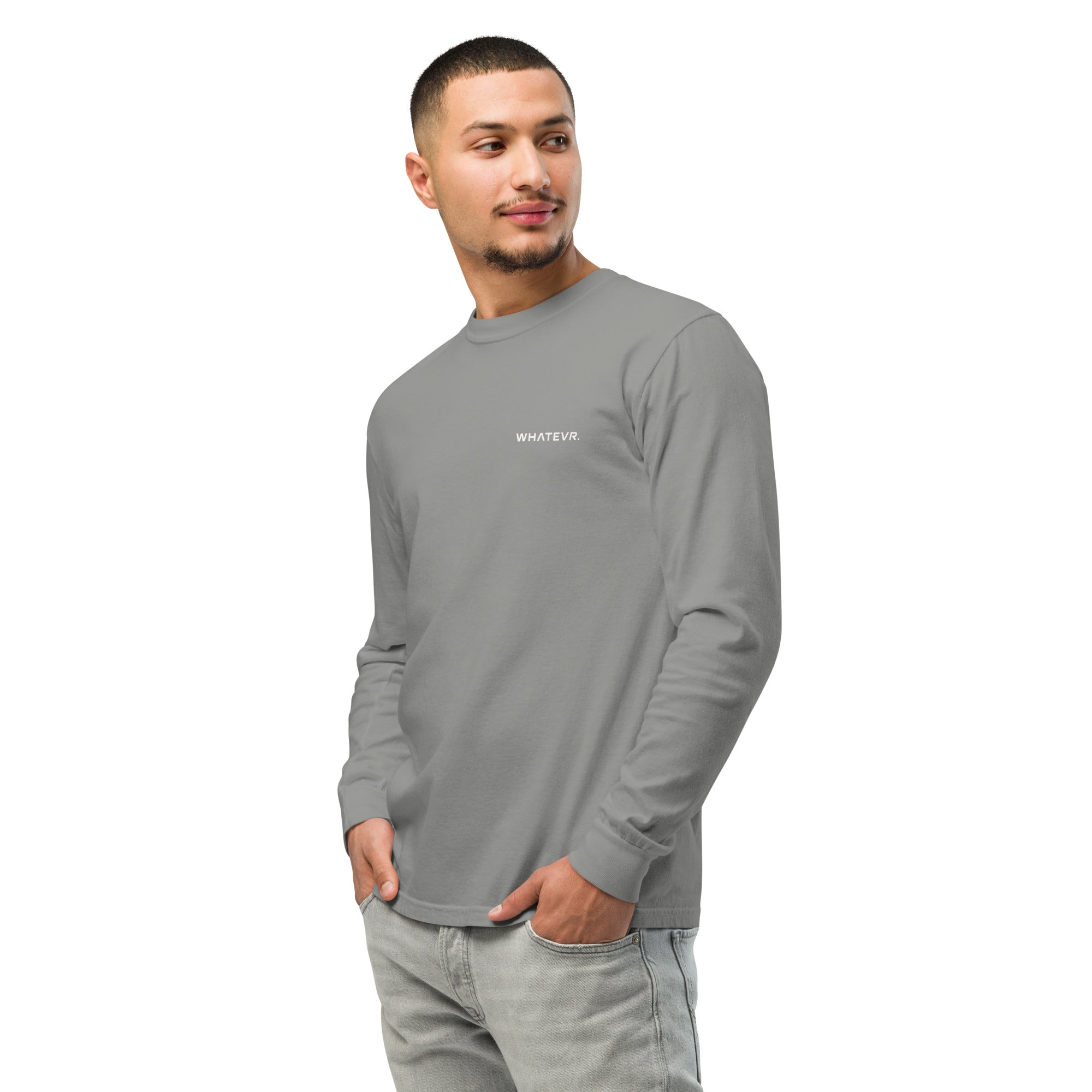 Men's heavyweight long sleeve t-shirt in gray, front view