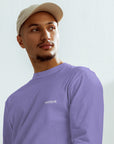 Men's heavyweight long sleeve t-shirt in purple, front view