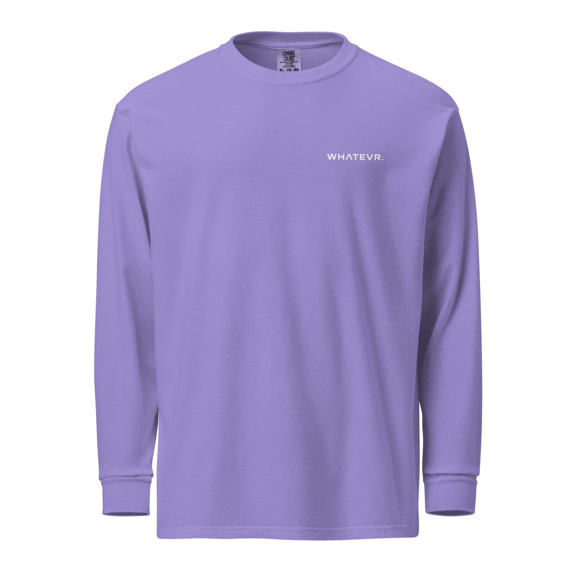 Men's heavyweight long sleeve t-shirt in purple, front view