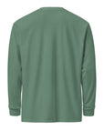 Men's heavyweight long sleeve t-shirt in green, back view