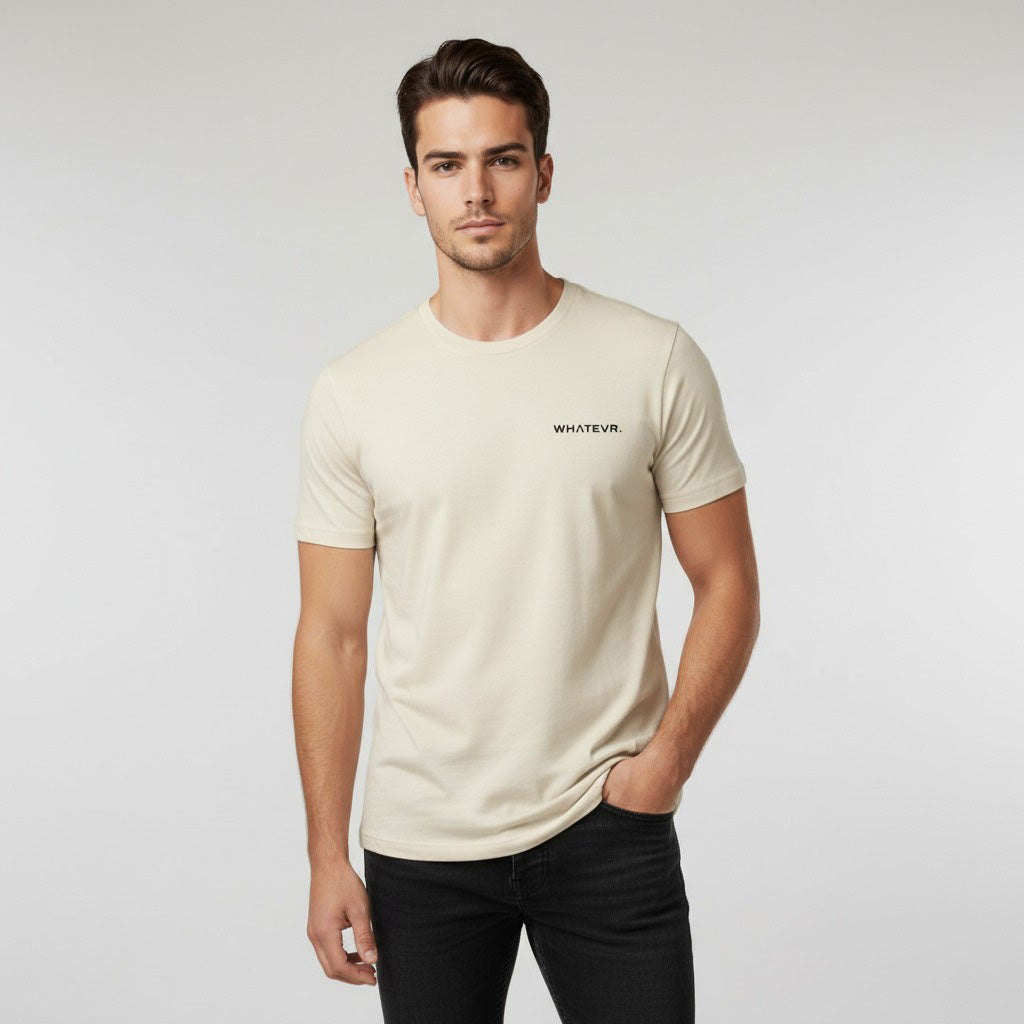 Men's premium t-shirt in beige, front view