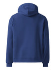 Men's premium heavyweight hoodie in blue with "WHATEVR" text, back view