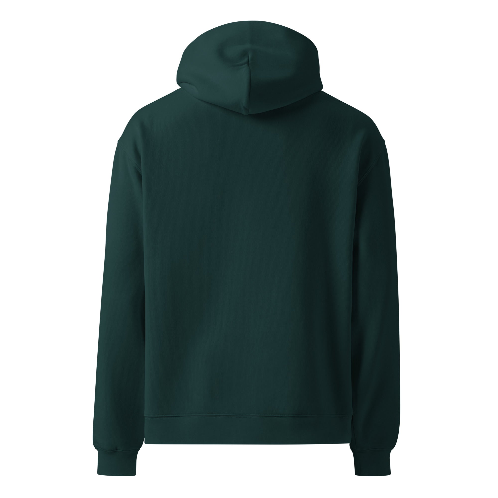 Men's premium heavyweight hoodie in green with "WHATEVR" text, back view