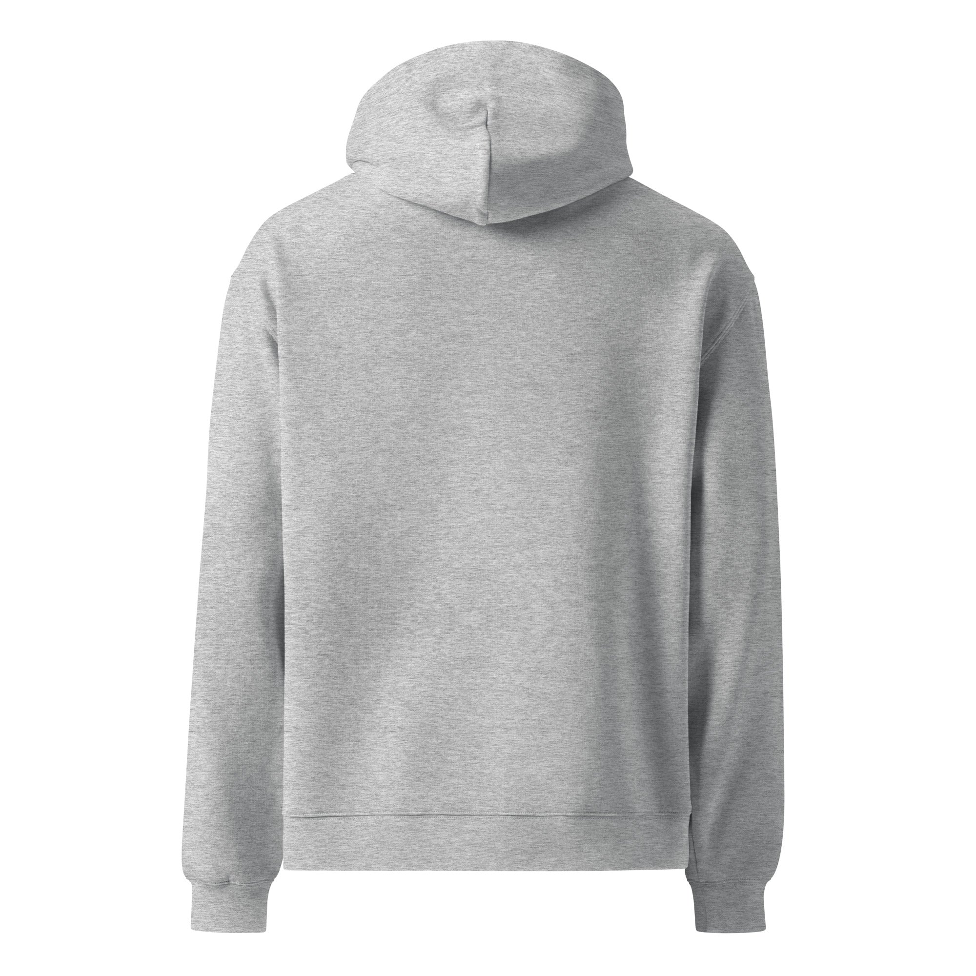 Men's premium heavyweight hoodie in light gray with "WHATEVR" text, back view