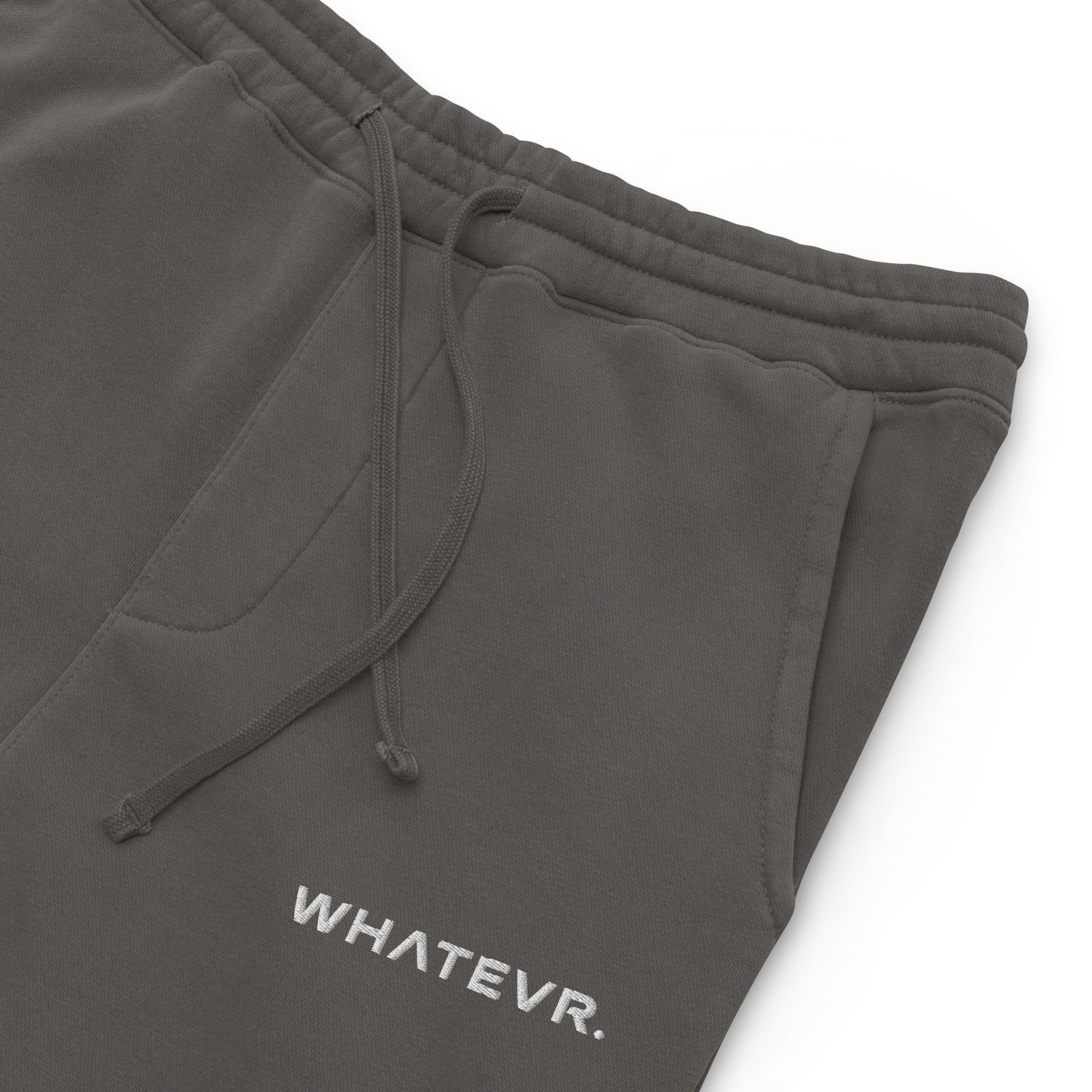 Men's essential relaxed sweatpants in grey with embroidered detailing, front view.