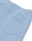 Men's essential relaxed sweatpants in blue, back view.