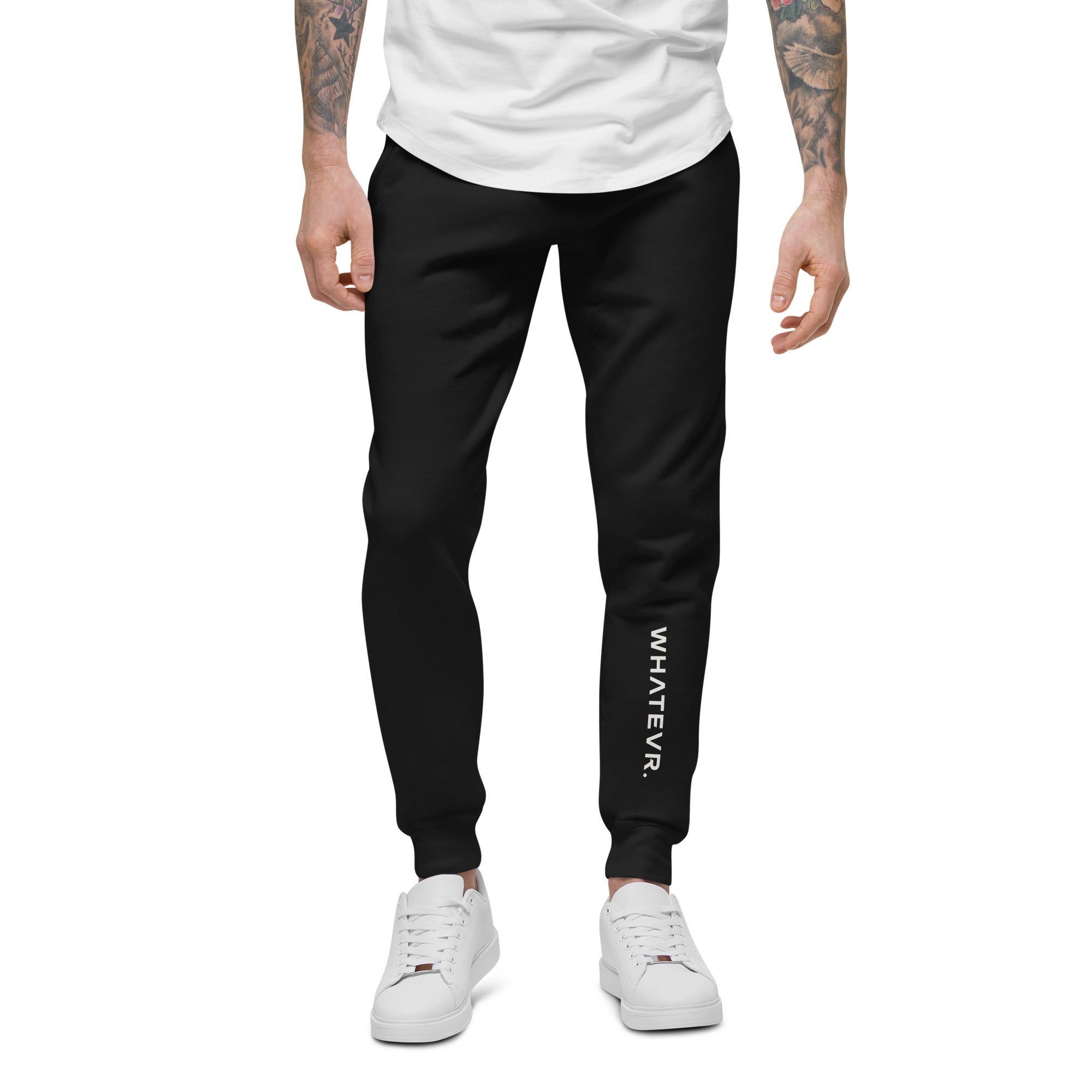 Men's essential slim fit sweatpants in black, front view.
