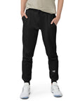 Men's essential slim fit sweatpants in black, front view.