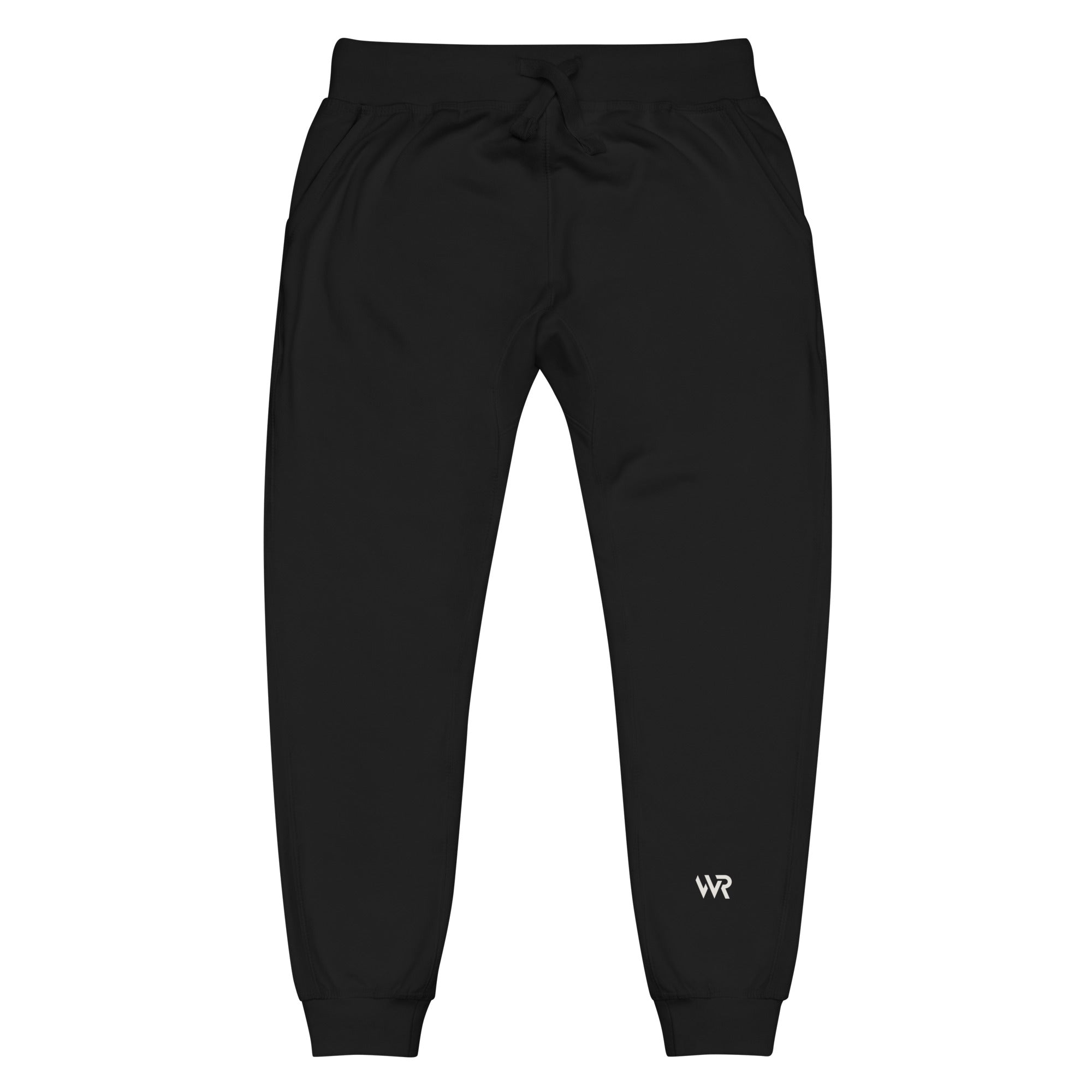 Men's essential slim fit sweatpants in black, front view.