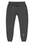 Men's essential slim fit sweatpants in dark grey, front view.