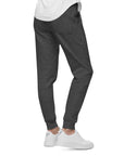Men's essential slim fit sweatpants in graphite, side view.