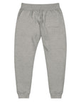 Men's essential slim fit sweatpants in light grey, back view.