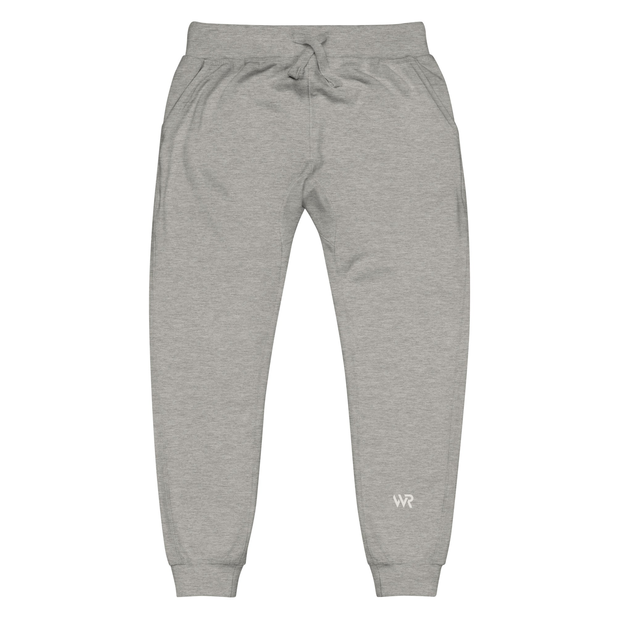 Men's essential slim fit sweatpants in light grey, front view.