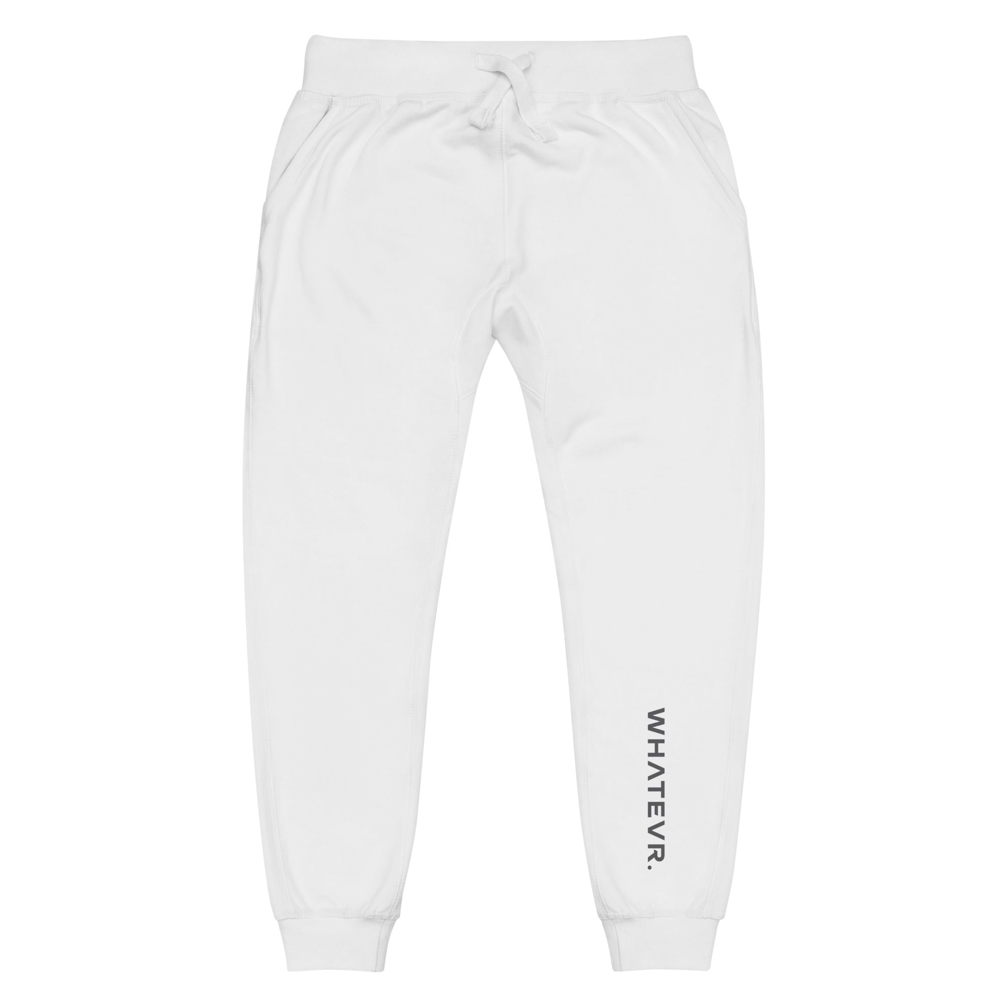 Men's essential slim fit sweatpants in white, front view.