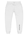 Men's essential slim fit sweatpants in white, front view.