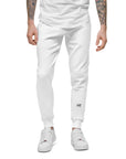 Men's essential slim fit sweatpants in white, front view.