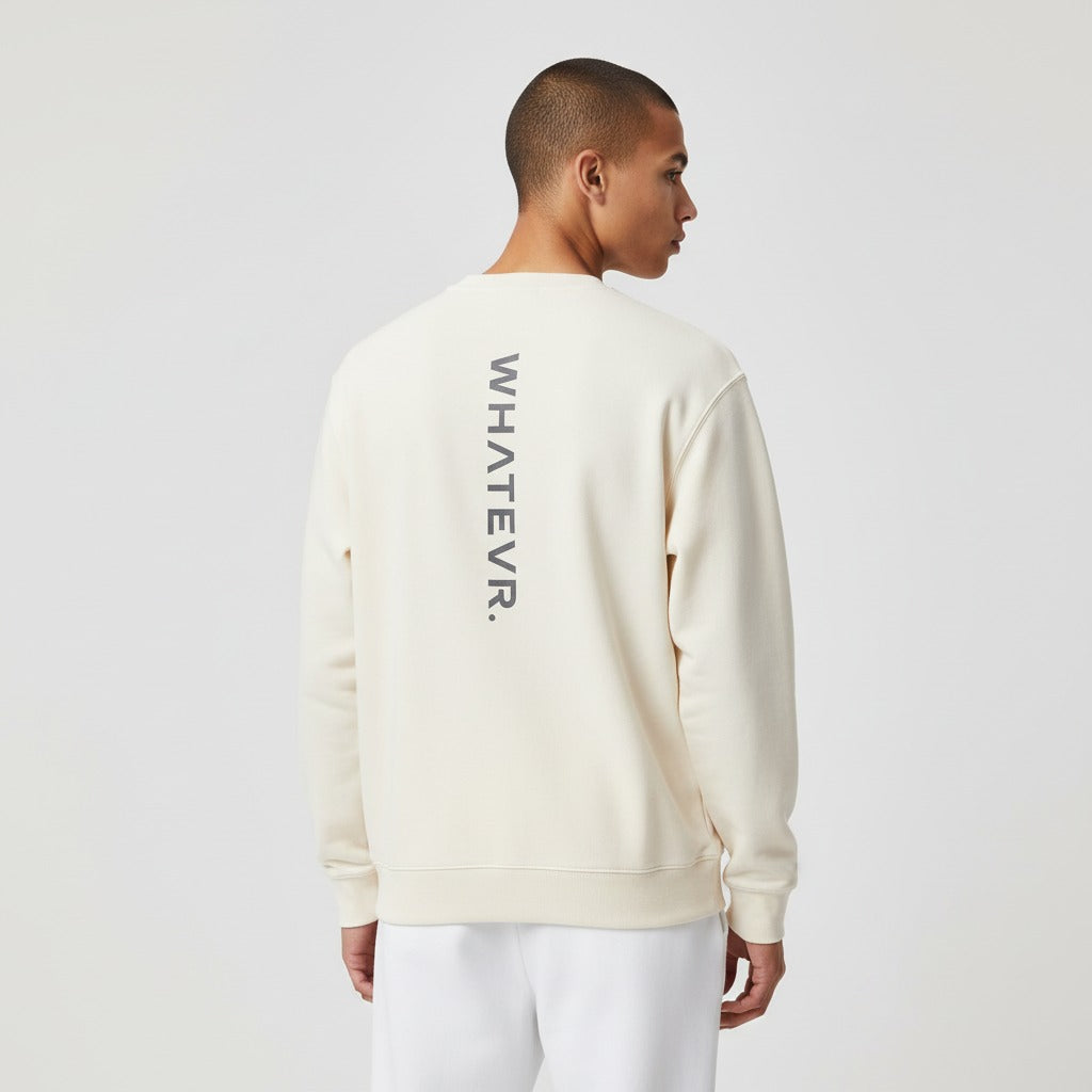 Men's premium sweatshirt in beige, back view