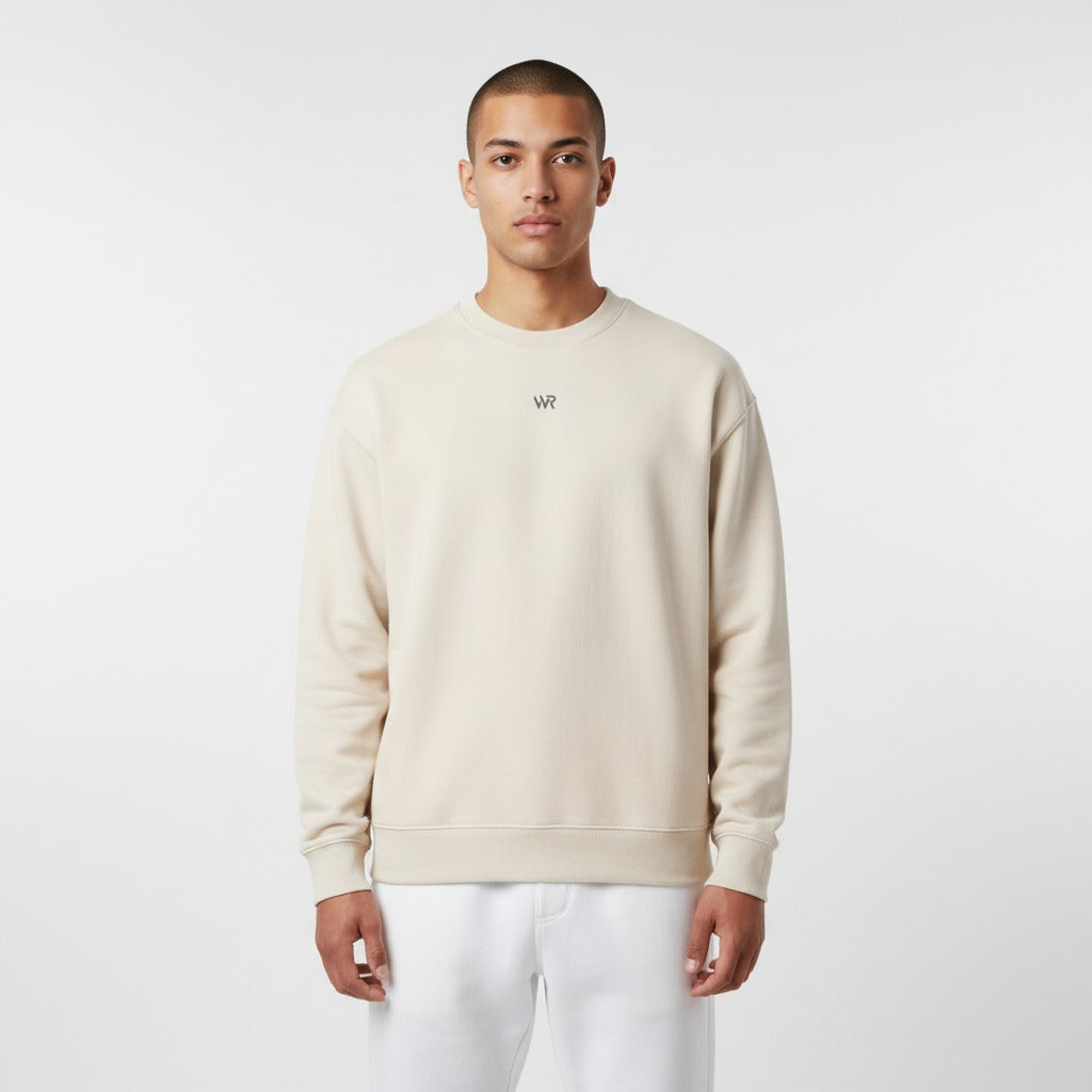 Men's premium sweatshirt in beige, front view