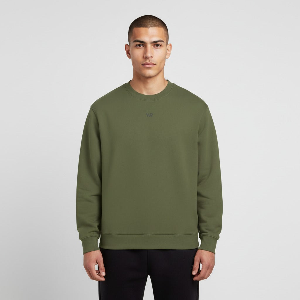 Men's premium sweatshirt in green, front view