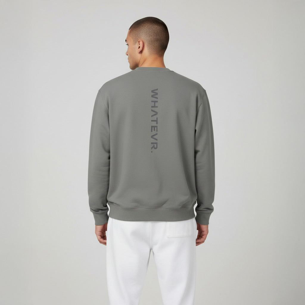 Men's premium sweatshirt in dark gray, back view