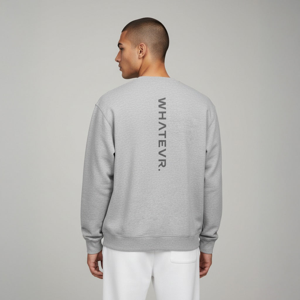 Men's premium sweatshirt in light gray, back view