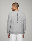 Men's premium sweatshirt in light gray, back view