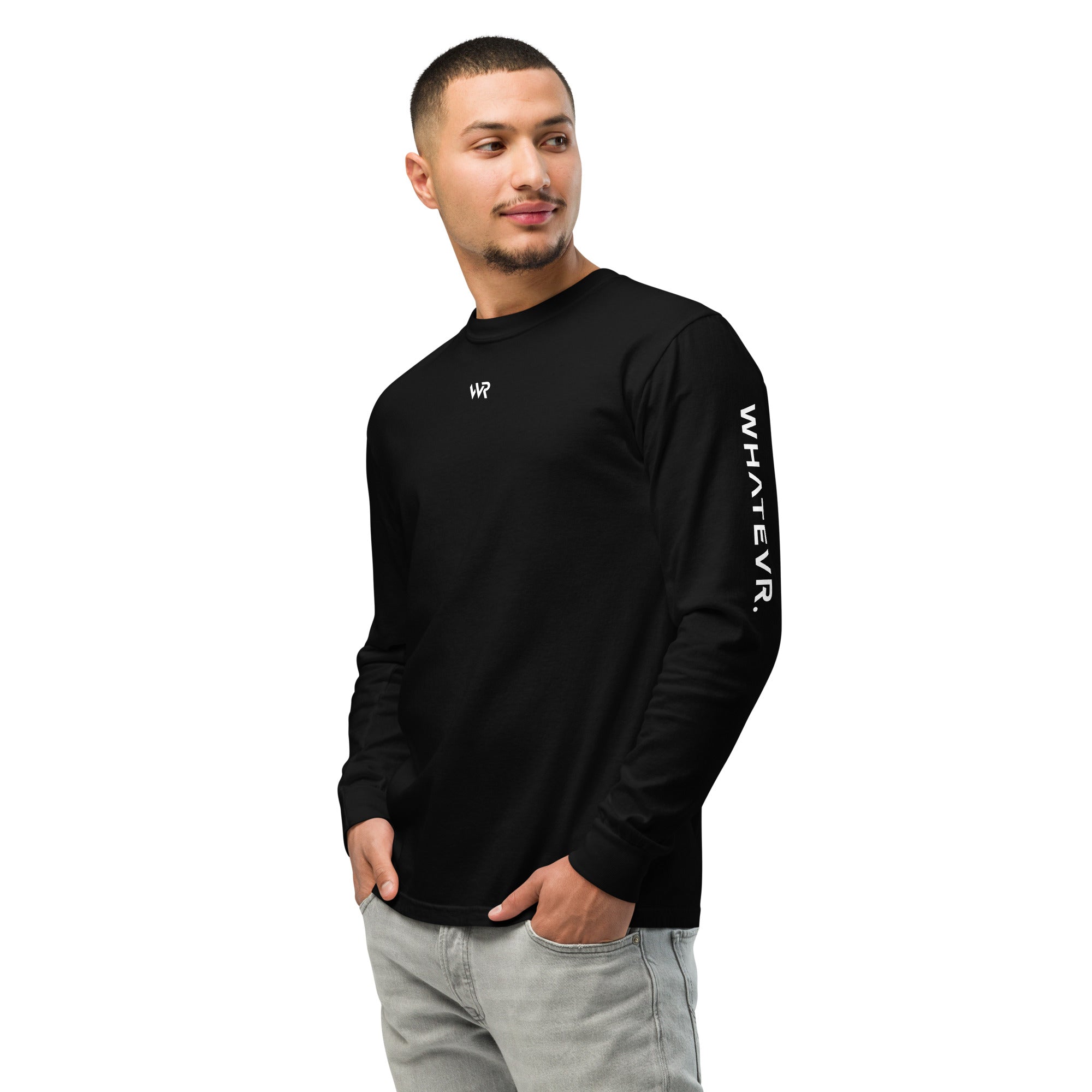 Men's premium heavyweight long sleeve t-shirt in black, front view