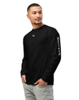 Men's premium heavyweight long sleeve t-shirt in black, front view
