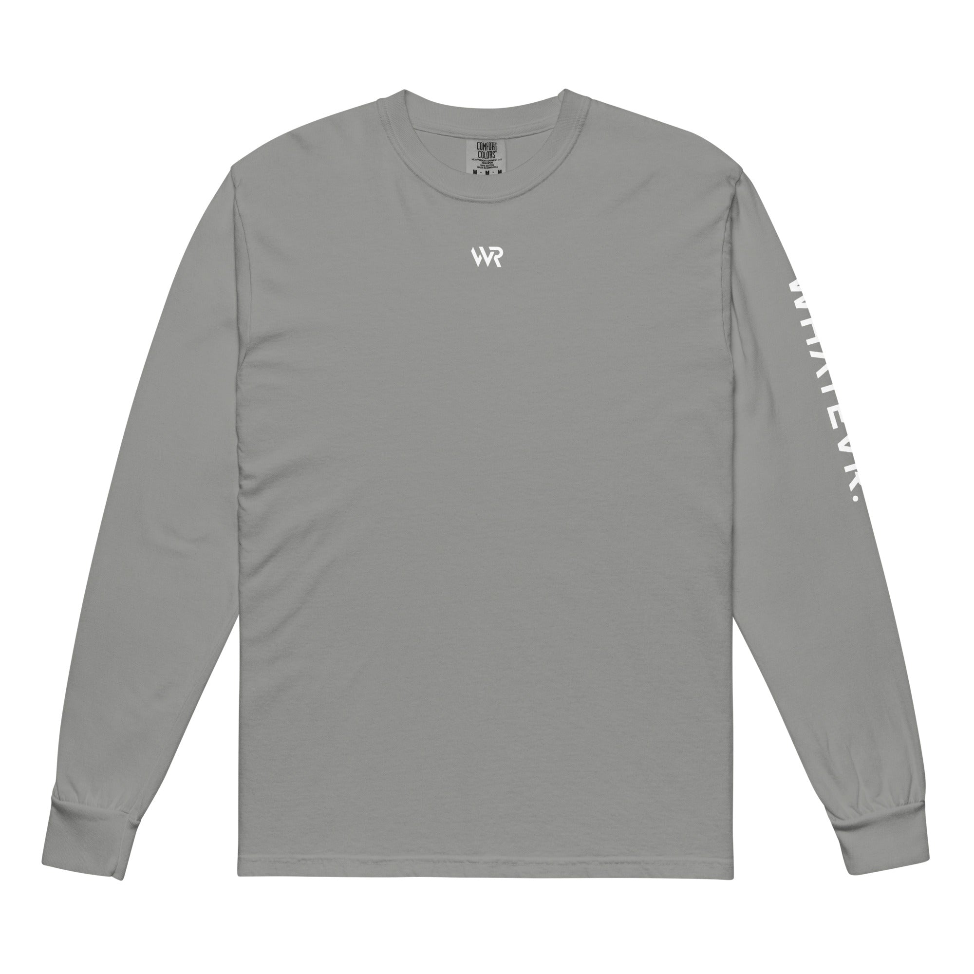 Men's premium heavyweight long sleeve t-shirt in gray, front view